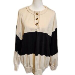 Blue Buttercup, Made in USA, cotton/poly, oversized 3-button sweatshirt,  L